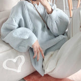 2020 Winter Korean Casual V Neck Lantern Sleeve Loose Rabbit Hair Soft Thicked Pullover Women Oversized Knitted