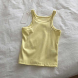 Toloer Cotton Slim Elastic Vest Female Spring And Summer New Pure Color Contracted Inside And Outside The Navel Base Sling-Outfit