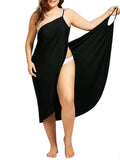 Toloer New Plus Size Dress Solid Color Sexy Sling Beach