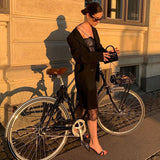 Sexy Little Sling Lace Spliced Split Dress Female Heart Pure Desire Wave Lead Fairy Skirt-Outfit
