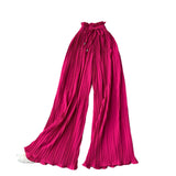 Wear High-Rise Straps With A Hundred Laps Of Casual Pants Women Micro-Fat Large Size Showing Lean Meat Hangings Wide Legs Of Hundreds Of Folded