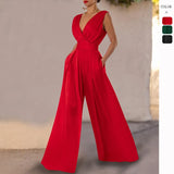 Fashionable Summer New Slim Jumpsuit High Waist Slimming Straight Broad Leg Pants