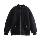Simple Basic Zip Up Bomber Jacket-Outfit