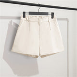 Toloer White Suit Shorts Female Black Summer Thin 2024 New Loose High-Waist A-Line Casual Wide-Leg Hot Pants-Outfit