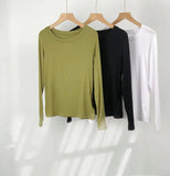 Toloer Comfortable Super Soft Modal Cotton Long Sleeve T-Shirt Women's Spring New Solid Color Round Collar With A Bottom