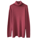 And Winter High-Collar New Thickened Pit Striped Sweater Women's Size Loose Lazy Wind Retro Thin Knitted Bottom Sweater-Outfit