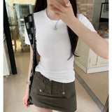 Round-Necked Short-Sleeved T-Shirt A New Summer Spicy Girl Looks Thin, Casual And Beautiful T-Shirt.-Outfit