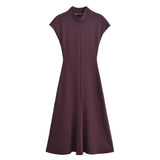 Soft Sleeveless Hanging Shoulder A Word Fan Flute Dress 2025 Spring Collar Body Medium Long Dress Women's
