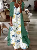 Toloer 2024 Summer Women's Print Holiday Dress Indian Style High Skirt Skirt Two Sets-Outfit