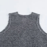 Collar Double Zipper Knitted Vest Vest 2025 Spring Loose Short Sweater Cardigan
