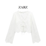 Homemade New Women's Classic Fashion Shang Hollow Embroidered Cotton Top