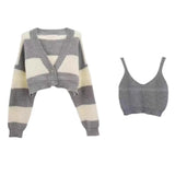 Knitted Suit For Women In Spring And Autumn 2024 New Age-Reducing Short Sweater Two-Piece Set-Outfit