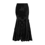 Summer New Fashionable Sexy Hot Girl Dress Dark Gothic Temperament Slim Buttocks Fishtail Skirt-Outfit