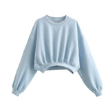 New Basic Short Style Sweater 8417803 Elastic Waist Jogging Trousers Set-Outfit