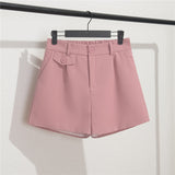 Toloer Shorts Women's Summer Dress 2024 New Korean Version High Waist A-Line Wide-Leg Pants Loose Show Thin Pink Casual Pants-Outfit