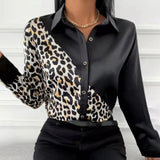 Patchwork Casual Shirt Blouse Woman Autumn Fashion Button Long Sleeve Shirts For Women 2023 White Print Office Top Femme-Outfit