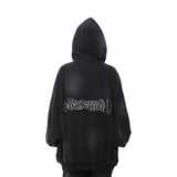 Mud Dyed Old Hooded Hoodie Sticker Oversize Couple With Open Shirt Zipper Handsome