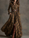 Women's Shirt Dress Digital Print Collar Long Sleeve Retro Dress