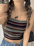 Color Block Striped Knitted Crop Cami Top-Outfit