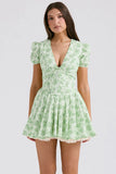 French Sweet Mashed Flower Bubble Sleeve Dress Summer Ballet Dopamine Wearing Waist Babes A
