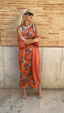 Summer New Temperament Elegant Printed Dress Collar Vest Two-Piece Set