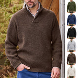 Toloer Men's Solid Color Casual Jumper Long Sleeve V-Neck Loose Sweater Autumn And Winter New Men's