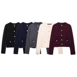 Homemade New Women's Ocean Gold Buckle Knitted Coat