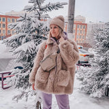 Women Sheepskin Wool Coat Ladies Winter Single Breasted Genuine Fur Outwear Jacket Oversize Warm Luxury