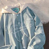new autumn thin section American retro letter printing jackets coat women's street wild couple hooded baseball uniform