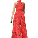 Toloer 2024 Women's Ins New Fashion Round Collar Sexy Print