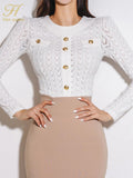 Han Queen 2024 New Set Woman 2 Pieces Elegant Knitted Tops And High Waist Bodycon Pencil Skirts Korean Office Women's Suits-Outfit