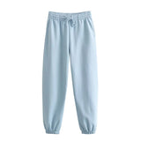 New Basic Short Style Sweater 8417803 Elastic Waist Jogging Trousers Set-Outfit