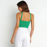 Toloer Summer New Sexy Hot Girl Hanging Neck Sling Vest Slim Knit Female Top-Outfit