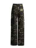 Toloer Camouflage Wide-Leg Jeans Autumn 2024 New Fashion High Waist Stitching To Show Thin And Long Straight Pants Children-Outfit