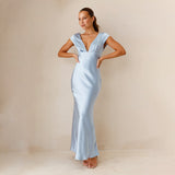 Women's New Sexy Deep V Body-Dressed Temperament Dress Women's Long