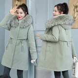 Add Velvet And Thick Pie To Overcome The Female 2024 Winter New Medium And Long Korean Version Of Ing Cotton Clothes Show Thin Cotton-Padded Clothes-Outfit