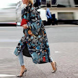 Spring And Autumn Wishebay Long Horn Sleeve Coat Print Loose Wind Coat