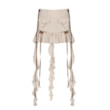 Toloer Fold Irregular Design Sense Low Waist Solid Color Net Gauze Skirt New Y2K Hot Girls Wear-Outfit