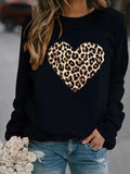 Round Neck Leopard Print Heart Printing Hooded Veet