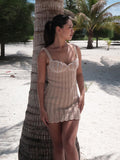 2025 Women's New Fashion Temperament Suspension Beach Pearl Short Dress Knitted