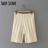 Bold Shade Vintage Streetwear Fashion 90s 2pcs Sets Knitting Twist Sweater Vest and Knee Length Shorts Matching Sets Winter