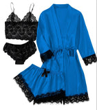 2021 New Ladies Pajamas Four-Piece Sexy Sling Skirt Set Home Lace Pajamas