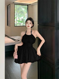 Sexy Dresses Women Sleeveless Halter Sweet Mesh Summer Backless Party Dress Bandage Elegant Female Fashion-Outfit