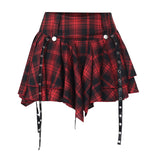 Summer New Women's Dress Hip Skirt Dark Style Sexy Hot Girl Slim Red Plaid Half Skirt Woman-Outfit