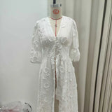 Women's New Waists Slim And Beautiful Little White Dress INS Net Red Standing Weight Embroidered