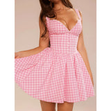 Pink Plaid Mini Dress-Outfit