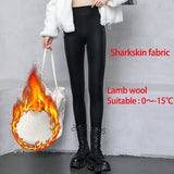 pants Black faux leather pants women warm High Waist fleece leggings fashion tights winter clothes women 2022 fall