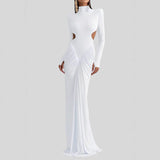 New Women's Long-Sleeved Folded Splicing Thin Dress Dress