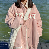 Girls Pink Bomber Varsity Racer Jackets Women 2020 Clothing Baseball Uniform Hippie Clothes Streetwear Gothic Jackets