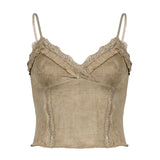 Toloer Hot Girl Millennium Wind Y2K Vest 2023 Summer New Lace Flounce Slim-Outfit